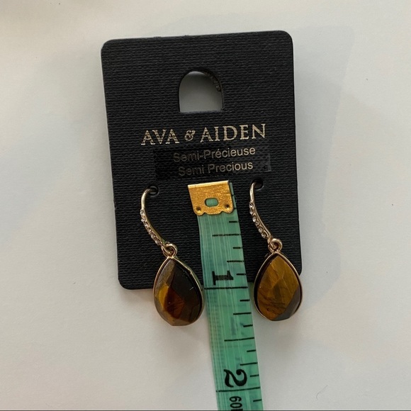 Ava & Aiden Semi Precious Stone Gold Tone Earrings - Picture 4 of 5